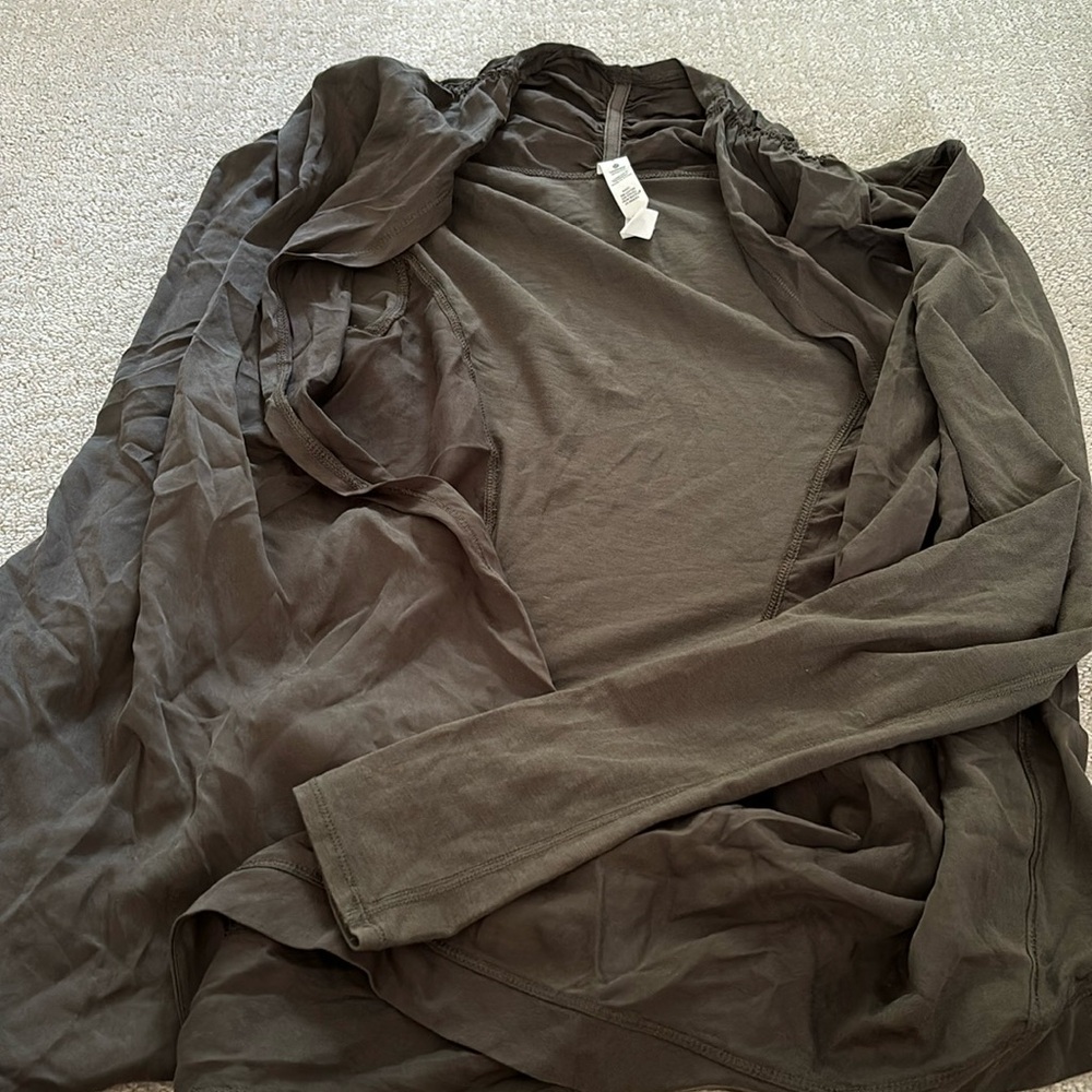 lululemon athletica Lightweight Open-Front Shrug in Olive